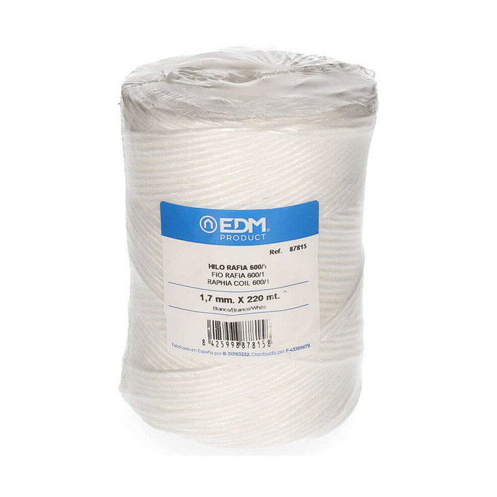 Edm Cordel de ráfia blanco 1,7 mm x 220 m Edm Cordel de ráfia blanco 1,7 mm x 220 m