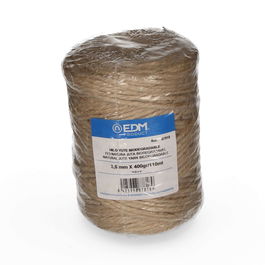Edm Cordel Yute Natural 3 Cabos Calibre 3,5 mm x 110 m - Biodegradable para Artesanía, Manualidades, Comercio y Paquetería