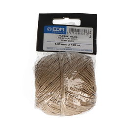 Edm Cordel Pulido de Cañamo 1,3 mm x 100 m Fibra Natural Trenzado Resistente Biodegradable para Paquetería y Artesanía