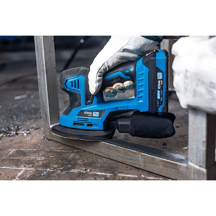 Koma Tools Lijadora Mouse 20V (sin Batería ni Cargador) 20v-lm 20,4 x 15,5 cm, Mango Ergonómico, Velcro, Incluye Filtro y Lijas
