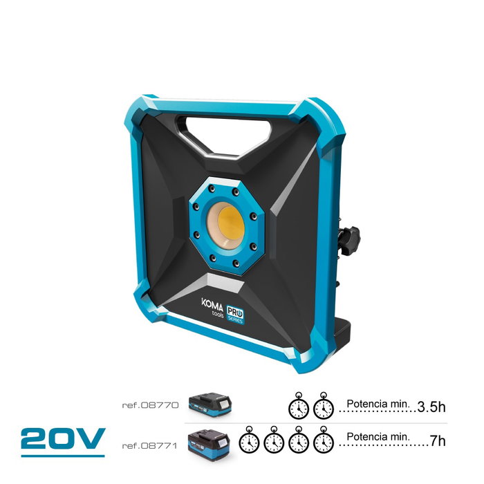 Koma Tools Foco Proyector LED 20W 1800 lm Luz Fría 6500K IP20 22.8 x 7 x 22.8 cm