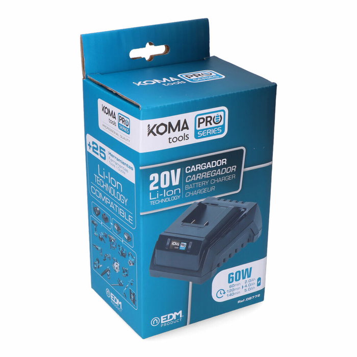 Koma Tools Cargador de batería 20 V 60 W 2,3 A Pro Series