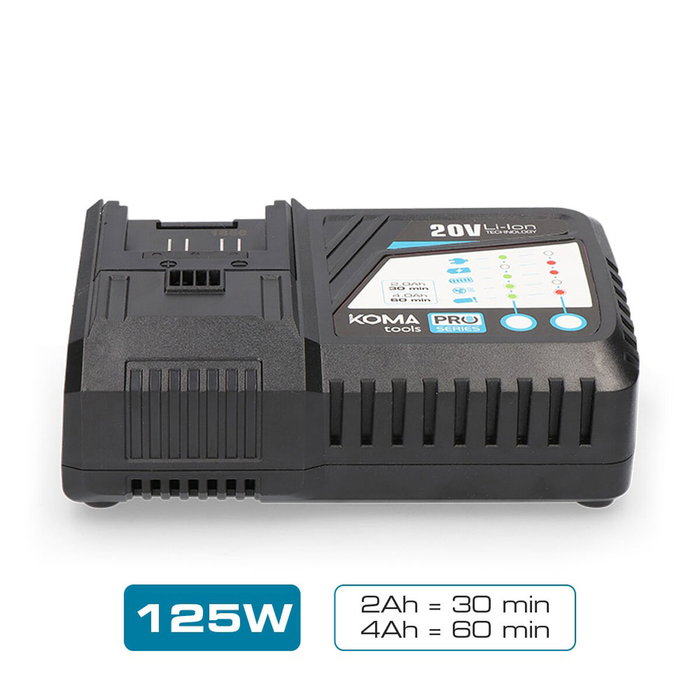 Koma Tools Cargador rápido de batería 20V 125W Pro series 20v-cb125
