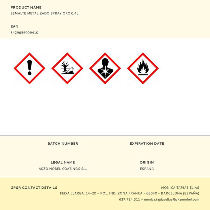 Bruguer Esmalte Spray Oro Metalizado Acrílico Multisuperficie 400 ml Reparador Interior