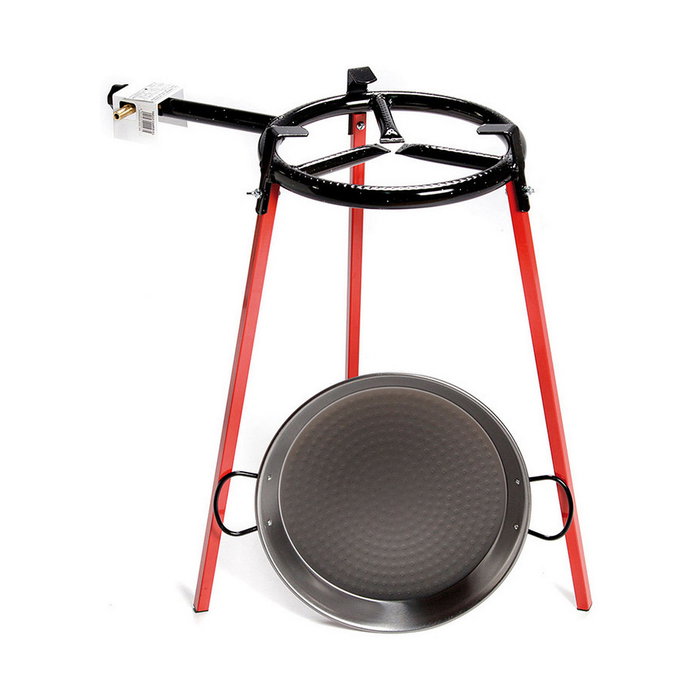 Vaello Set de paellera pulida de 38 cm con trípode y quemador de gas de 300 mm Vaello Set de paellera pulida de 38 cm con trípode y quemador de gas de 300 mm