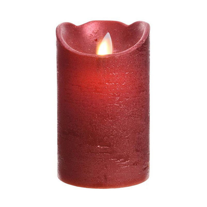 Lumineo Vela de cera LED rojo acabado metálico ø7,5 x 12,5 cm Lumineo Vela de cera LED rojo acabado metálico ø7,5 x 12,5 cm