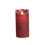 Lumineo - Vela LED de Cera Roja con Acabado Metálico, Luz Cálida, con Temporizador 6h, Ø7.5 x 15 cm, para Interior, Funciona con Pilas AA