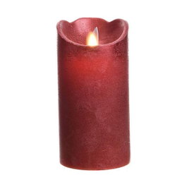 Lumineo Vela de cera LED Rojo acabado metálico Ø7,5 x 15 cm