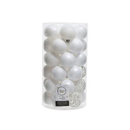 Decoris Tubo con 37 Bolas Decorativas Blancas para Árbol de Navidad Ø6cm