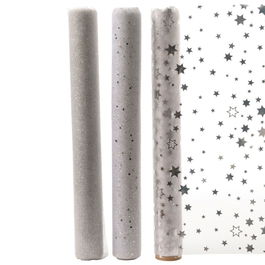 Decoris Camino de Mesa de Organza con Purpurina, 3 Modelos Surtidos Transparentes, 35 x 200 cm