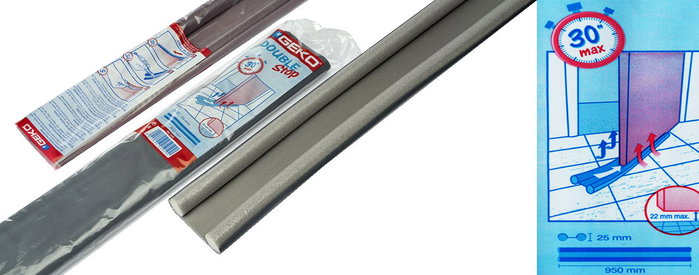 Geko Burlete de doble cara para bajo puerta gris 95 cm x 25 mm Geko Burlete de doble cara para bajo puerta gris 95 cm x 25 mm