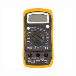Nimo Multimetro Digital DT850L Profesional, Memoria de Datos, Pantalla Iluminada, Test de Diodo, Resistencia, Corriente y Voltaje, Amarillo/Negro