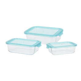 Excellent Houseware Set 3 Fiambreras de Cristal con Tapa PP, Microondas y Lavavajillas, Tamaños 630ml, 1000ml y 1480ml