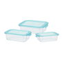 Excellent Houseware Set 3 Fiambreras de Cristal con Tapa PP, Microondas y Lavavajillas, Tamaños 630ml, 1000ml y 1480ml