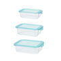 Excellent Houseware Set 3 Fiambreras de Cristal con Tapa PP, Microondas y Lavavajillas, Tamaños 630ml, 1000ml y 1480ml