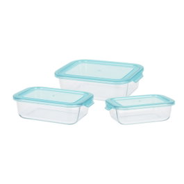 Excellent Houseware Set de 3 fiambreras de cristal en tamaños de 630 ml, 1000 ml y 1480 ml