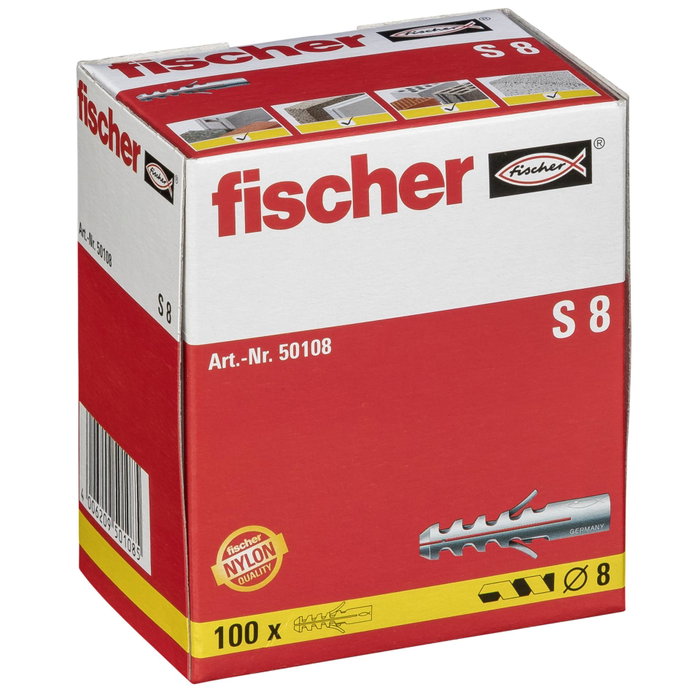 Fischer Taco de Expansión S 8 de Nylon, 40 mm, 100 unidades
