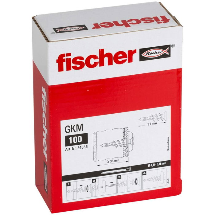 FISCHER Taco Metálico GKM para Placa de Yeso para Tornillos de 4-5mm