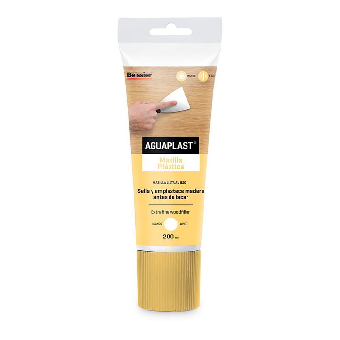 Aguaplast Masilla Plástica Blanco 200 ml para Reparar y Sellar Madera, Uso Interior/Exterior Aguaplast Masilla Plástica Blanco 200 ml para Reparar y Sellar Madera, Uso Interior/Exterior