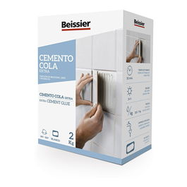 Beissier Cemento cola extra mortero cola porcelánico blanco para azulejos paredes y suelos 2 kg