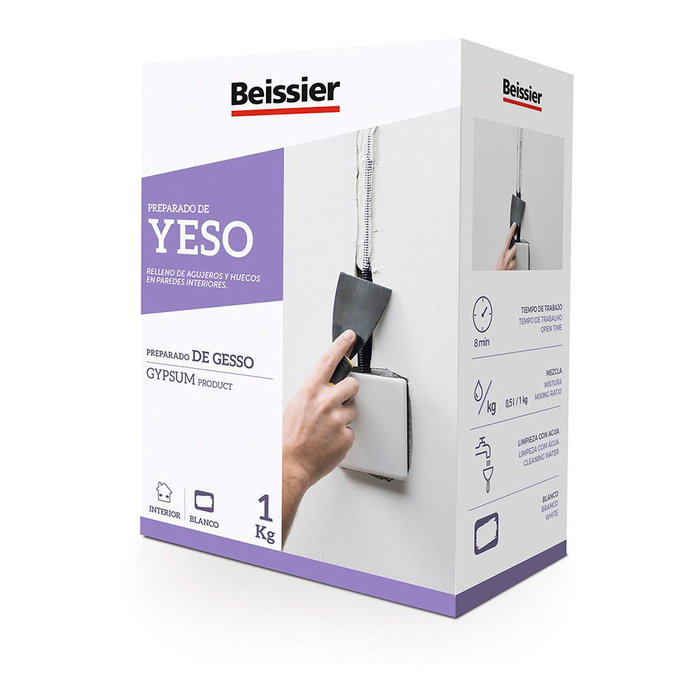 Beissier Yeso Fino para Rellenos 1kg Blanco Mate