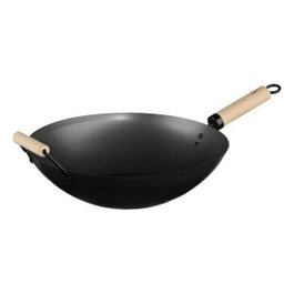 5Five Wok de acero de 35 cm con mango de madera y asa
