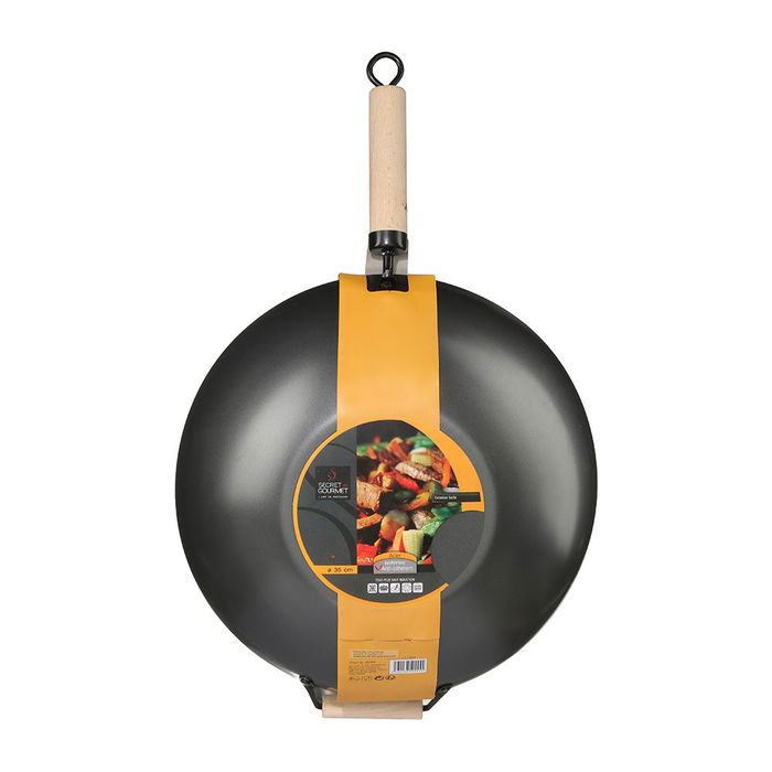 5Five Wok de acero con mango y asa de madera ø35 cm para todo tipo de fuego excepto inducción