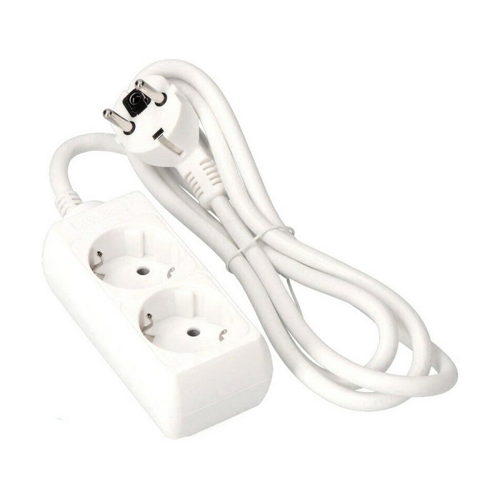 Edm Base múltiple 2 tomas Schuko, 1,5m cable, Blanca