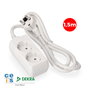 Edm Base múltiple 2 tomas Schuko, 1,5m cable, Blanca