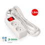 Edm Base Múltiple 2 Tomas Schuko con Interruptor Luminoso, 1.5m Cable, 16A, 250V, 3680W Blanca