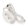 Edm Base múltiple con 2 tomas Schuko y cable de 3 m, blanca