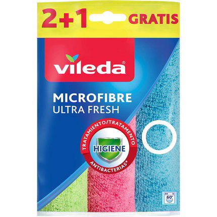 Vileda Bayeta de Microfibra Ultrafresh, 30 x 30 cm, 2 + 1 uds Vileda Bayeta de Microfibra Ultrafresh, 30 x 30 cm, 2 + 1 uds