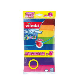 Vileda Bayeta Microfibra Colors 8 Uds Multiusos 30 x 30 cm Colores Surtidos Absorción Limpieza