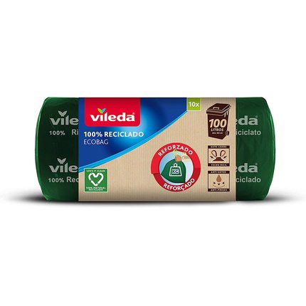 Vileda Bolsa de basura Ecobag reforzada 100 l, 82 x 95 cm, Verde Vileda Bolsa de basura Ecobag reforzada 100 l, 82 x 95 cm, Verde