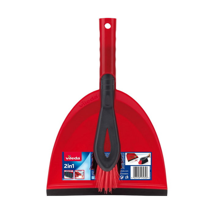 Vileda Cepillo panadero + pala recogedor de plástico rojo