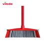 Vileda Cepillo Escoba Universal 3 en 1 Antichoque con Palo, 3 Tipos de Cerdas para Polvo, Pelo y Esquinas, Color Rojo
