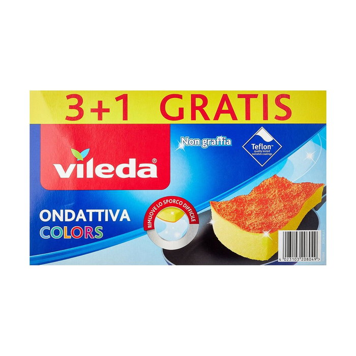 Vileda Estropajo de fibra con esponja Ondattiva Colors 3+1