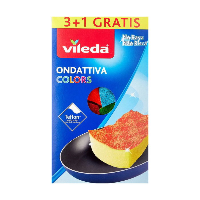 Vileda Estropajo de fibra con esponja Ondattiva Colors 3+1