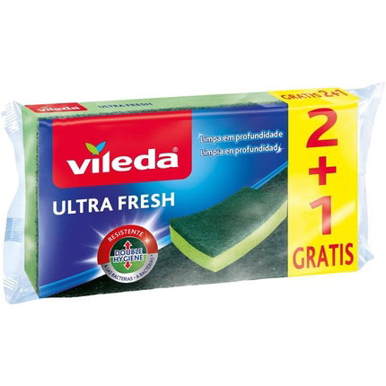 Vileda Ultra Fresh Estropajo Antibacterias 2+1 Verde