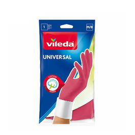 Vileda Universal Guantes Multiusos Talla M Color Rosa Algodón/Látex