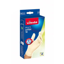 Vileda Multilatex 10 Guantes Multiusos Desechables de Látex, Talla S/M, Pack 10 Unidades