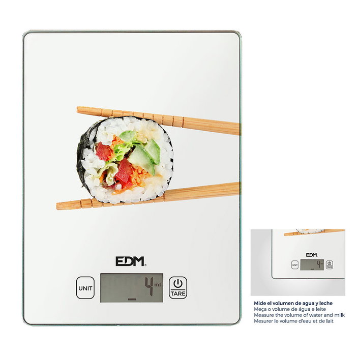 Edm Báscula electrónica de cocina digital de 5 kg Blanco Edm Báscula electrónica de cocina digital de 5 kg Blanco