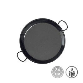 Vaello Paellera Esmaltada Ø34 cm Inducción Vitrocerámica Negro Acero 6 Personas Tradicional