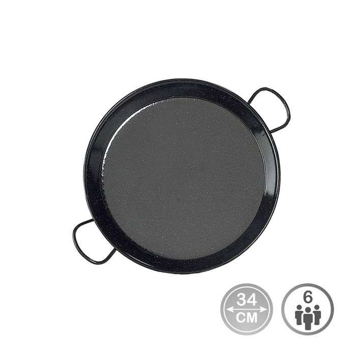 Vaello Paellera Esmaltada Ø34 cm Inducción Vitrocerámica Negro Acero 6 Personas Tradicional Vaello Paellera Esmaltada Ø34 cm Inducción Vitrocerámica Negro Acero 6 Personas Tradicional