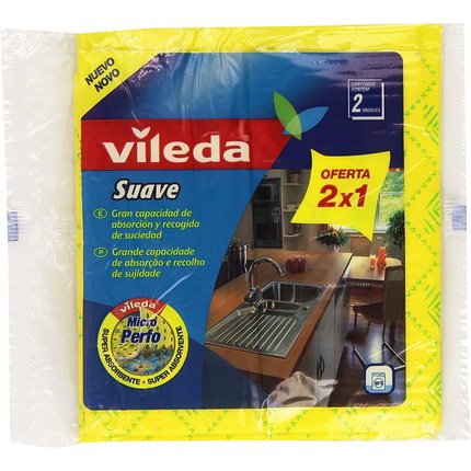 Vileda Bayeta Suave Amarilla 30% Microfibra 35 x 40 cm, 1+1 Vileda Bayeta Suave Amarilla 30% Microfibra 35 x 40 cm, 1+1