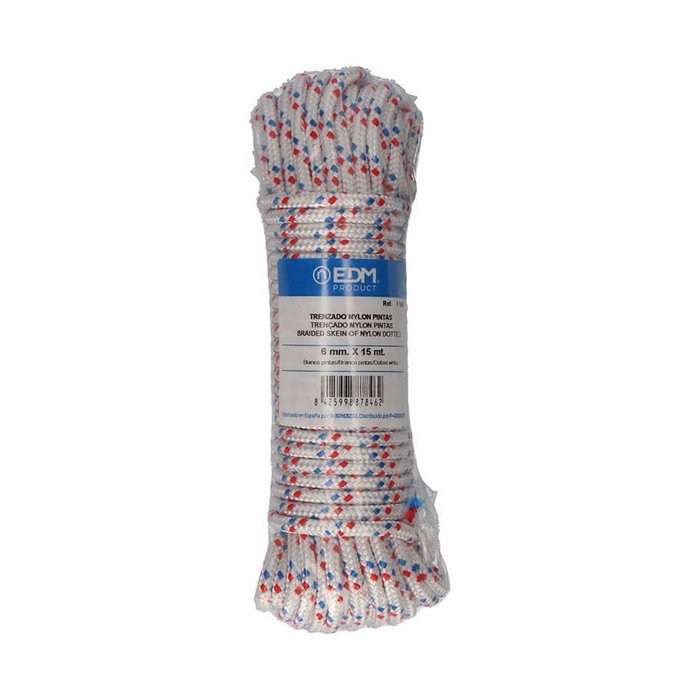 Edm Cuerda trenzada de nylon tricolor de 6 mm x 15 m Edm Cuerda trenzada de nylon tricolor de 6 mm x 15 m