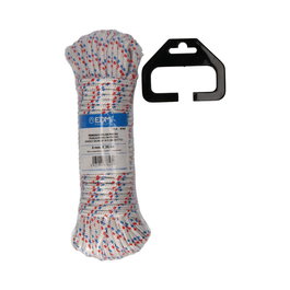 Edm Cuerda trenzada blanca con pintas nylon, Madeja trenzada, calibre 6 mm x 25 m, Tricolor