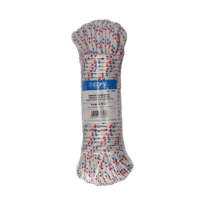 Edm Cuerda trenzada de nylon tricolor 6 mm x 25 m Edm Cuerda trenzada de nylon tricolor 6 mm x 25 m