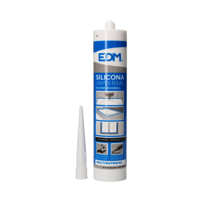 Koma Tools Silicona universal ácida antimoho blanca 280 ml