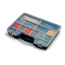 Terry Organizador de Compartimento con Tapa Hasta 20 Divisiones, 5 Fijas + 15 Removibles, Negro, 39.5 x 30.5 x 6 cm